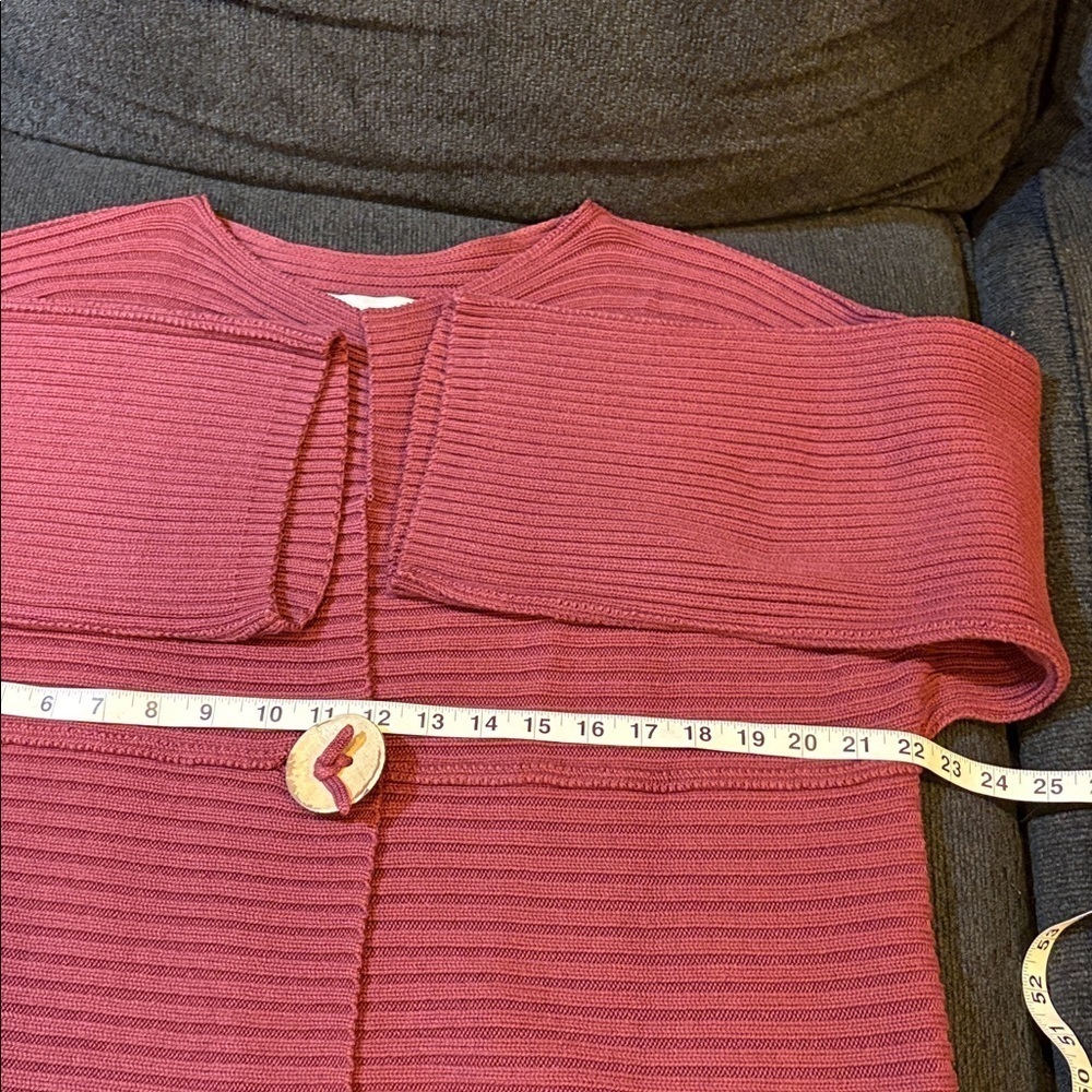 Modern Soul Lagenlook Burgundy Button Front Cotton Blend Cardigan Sweater-Size L - Picture 12 of 13